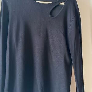 Cable & Gauge knit light sweater with peek a boo cutout detail.